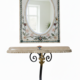 Consolle in pietra e piede in ferro battuto con specchio in mosaico